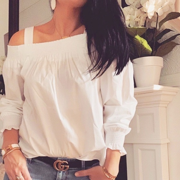 Ann Taylor LOFT Smocked Off the Shoulder Top - Picture 5 of 7